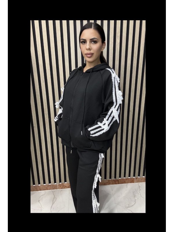 CONJUNTO CHÁNDAL LAZOS NEGRO T.ÚNICA