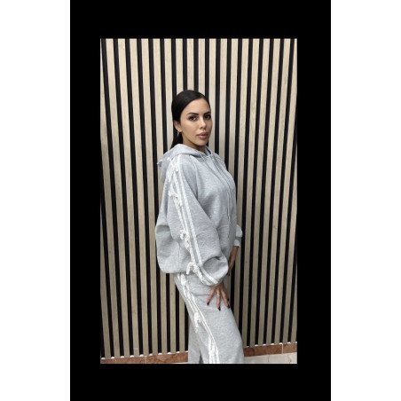 CONJUNTO CHÁNDAL LAZOS GRIS T.ÚNICA